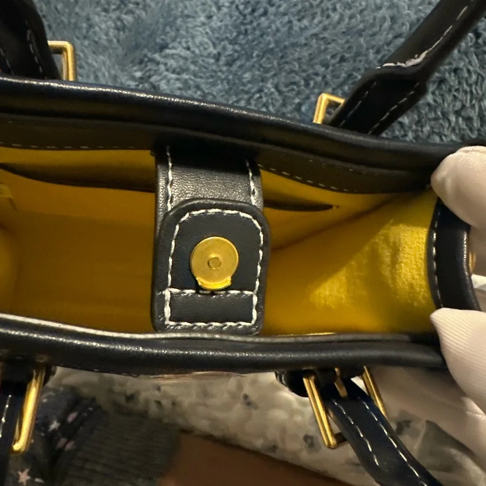 Tory Burch Monogram Mini Tote in Navy - Picture 4 of 7